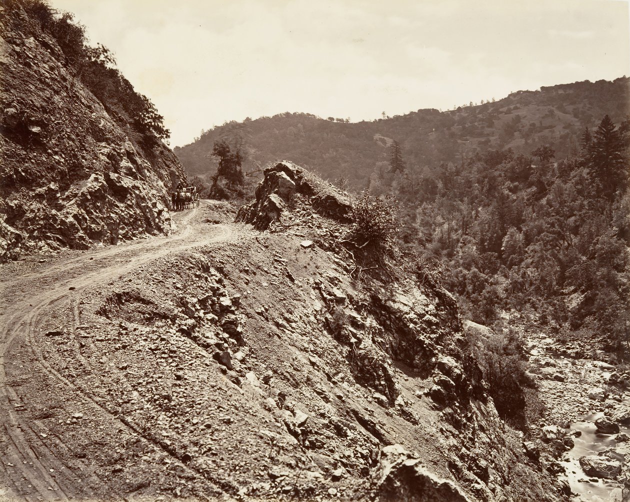 Sulphur Creek and Flume-road to Geysers, 1868-70, trykt ca. 1876. av Carleton Emmons Watkins