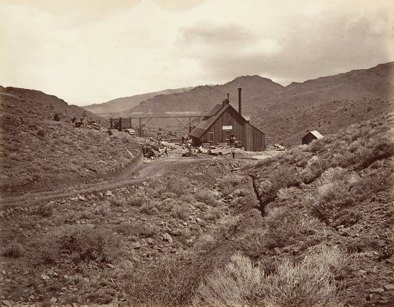 Sutro Tunnel Shaft nr. 3, 1875, trykt ca. 1876. av Carleton Emmons Watkins
