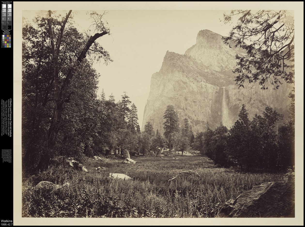 The Bridal Veil, 900 ft. Yosemite, ca. 1865 av Carleton E. Watkins