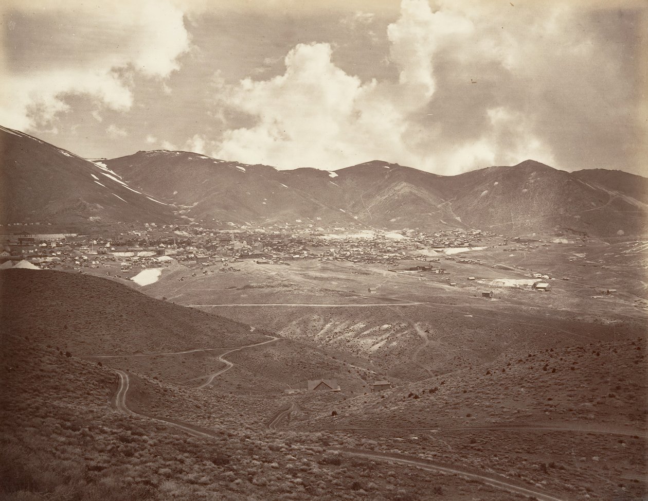 Virginia City, 1875, trykt ca. 1876. av Carleton Emmons Watkins