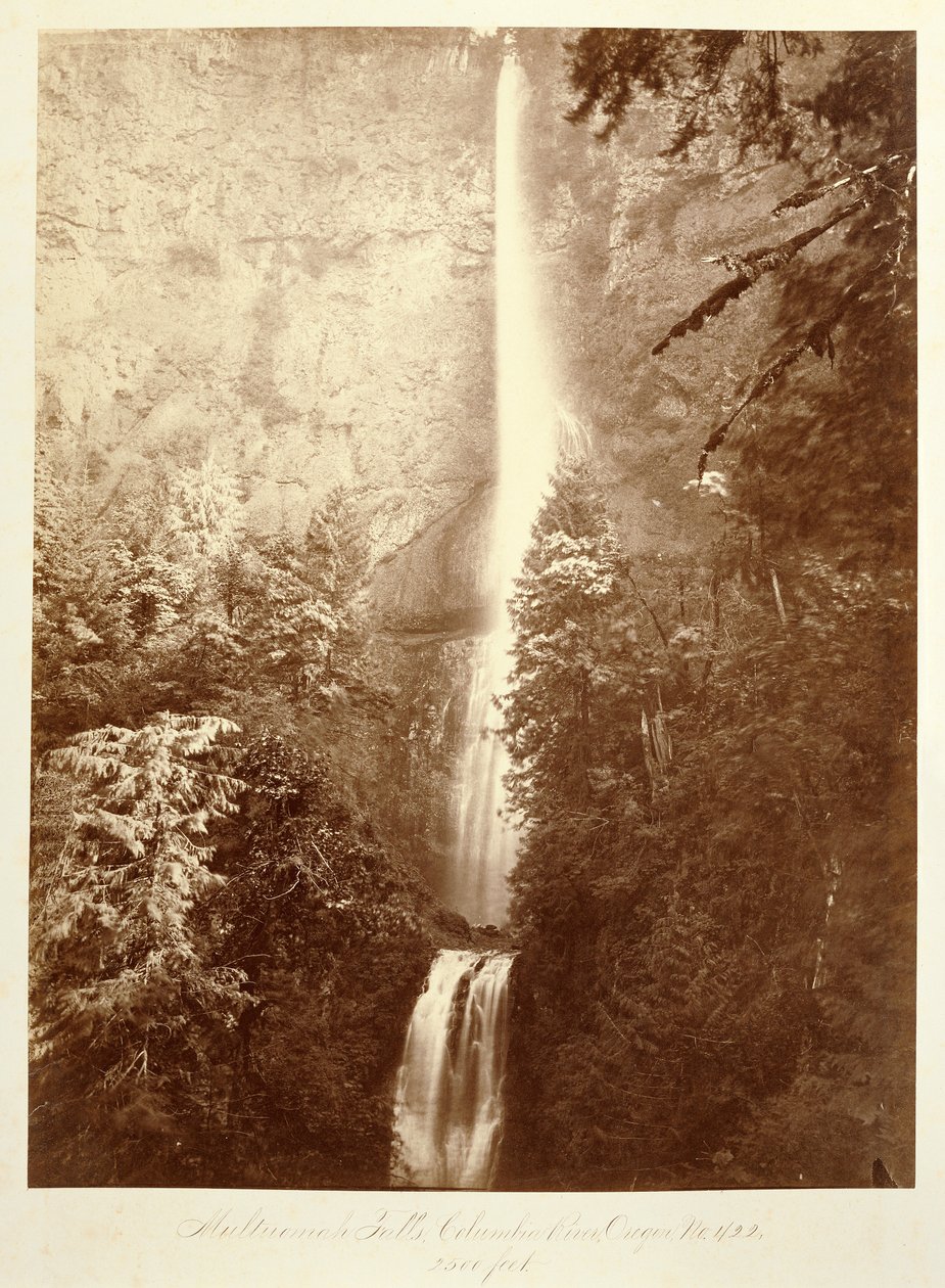 Multnomahfallene, Columbiaelven, Oregon, 2500 fot. av Carleton Watkins