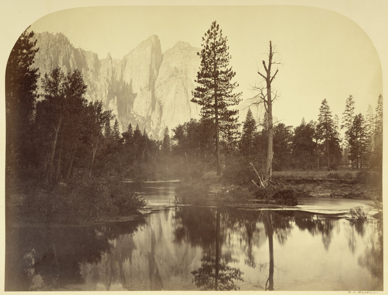 Utsikt over elven - Ned gjennom dalen - Yosemite av Carleton Watkins