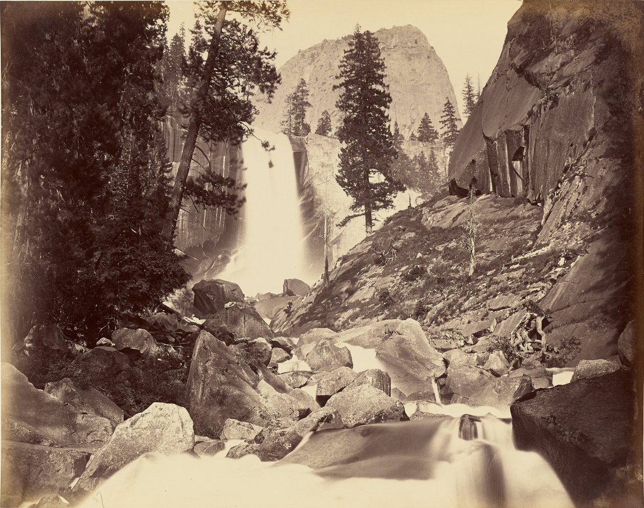 Vernal Fall, 300 fot - Piwyac, Vernal Fall, 300 fot, Yosemite av Carleton Watkins