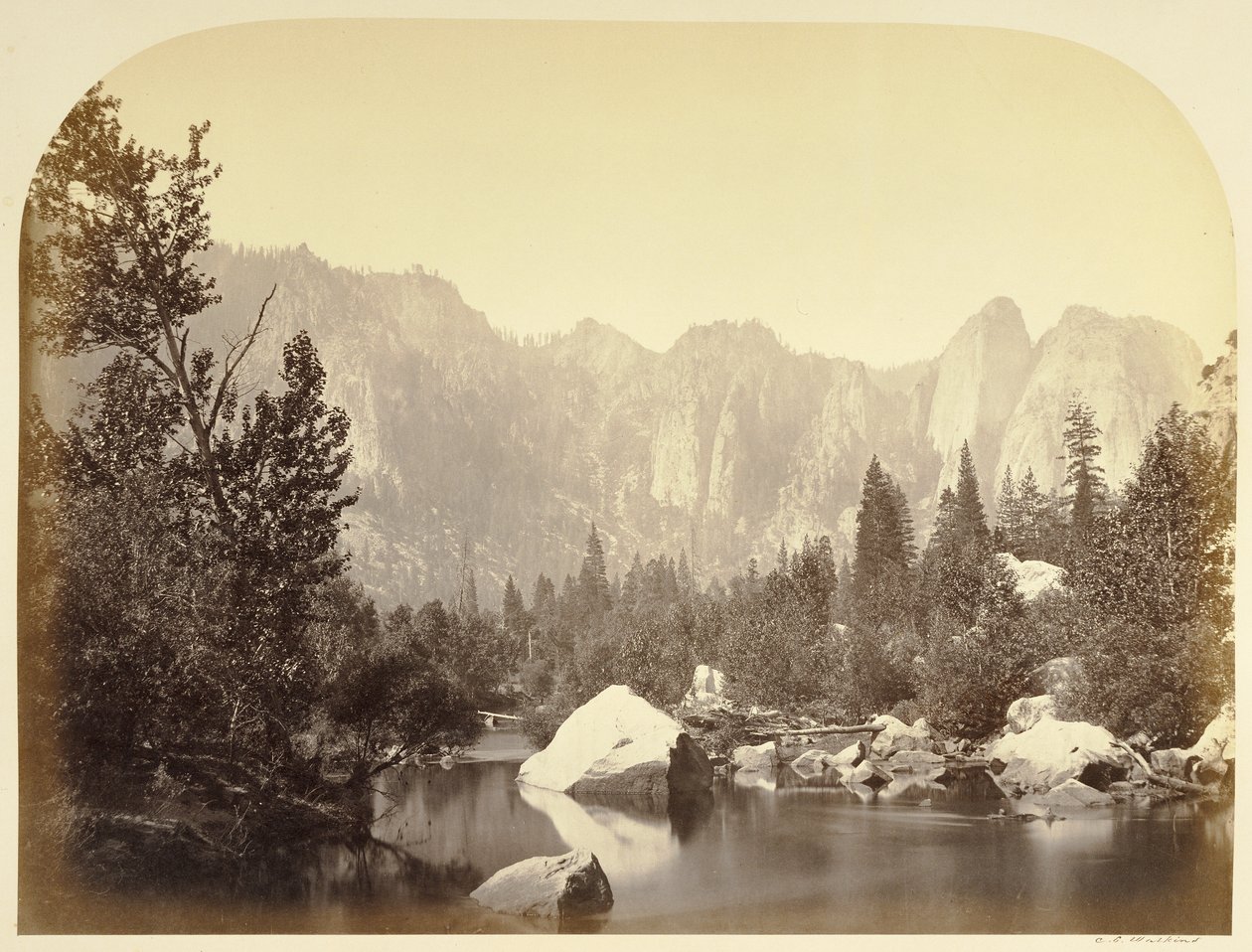 Utsikt over Merced - Yo Semite av Carleton Watkins