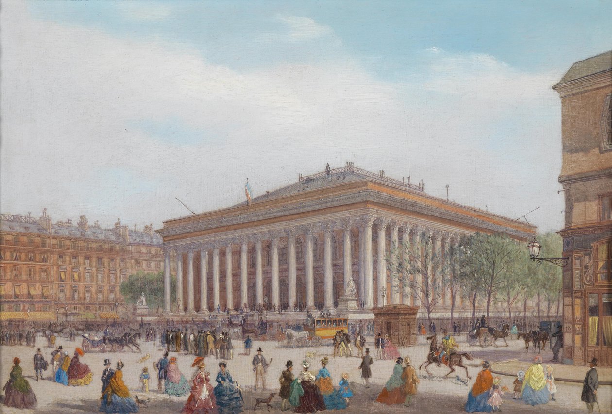 Utsikt over Place de la Bourse, Paris av Carlo Bossoli