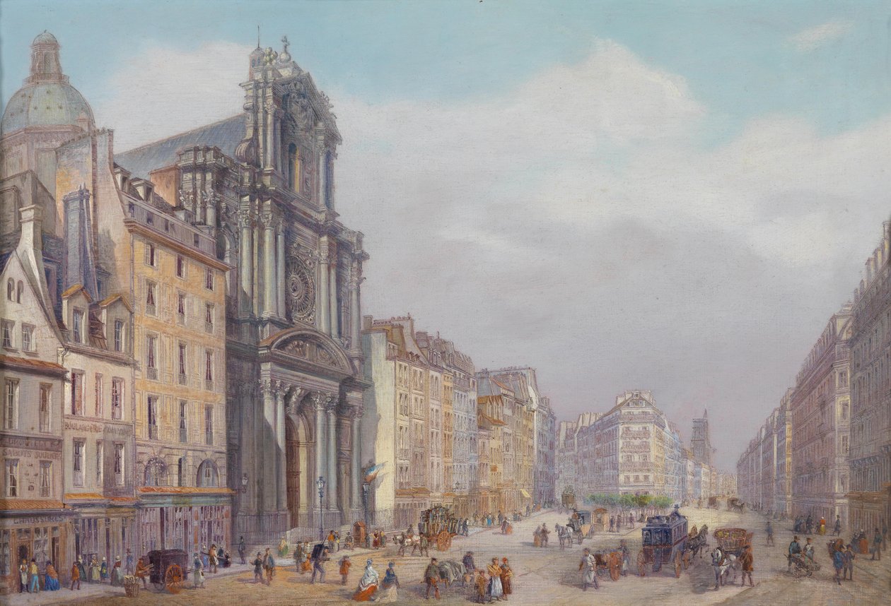 Utsikt over Rue Saint-Antoine, Paris av Carlo Bossoli