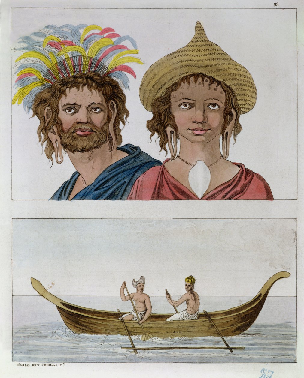 Innbyggere på Påskeøya, fra 'The Ancient and Modern Costume' av Jules Ferrario, ca. 1820 av Carlo Botticelli