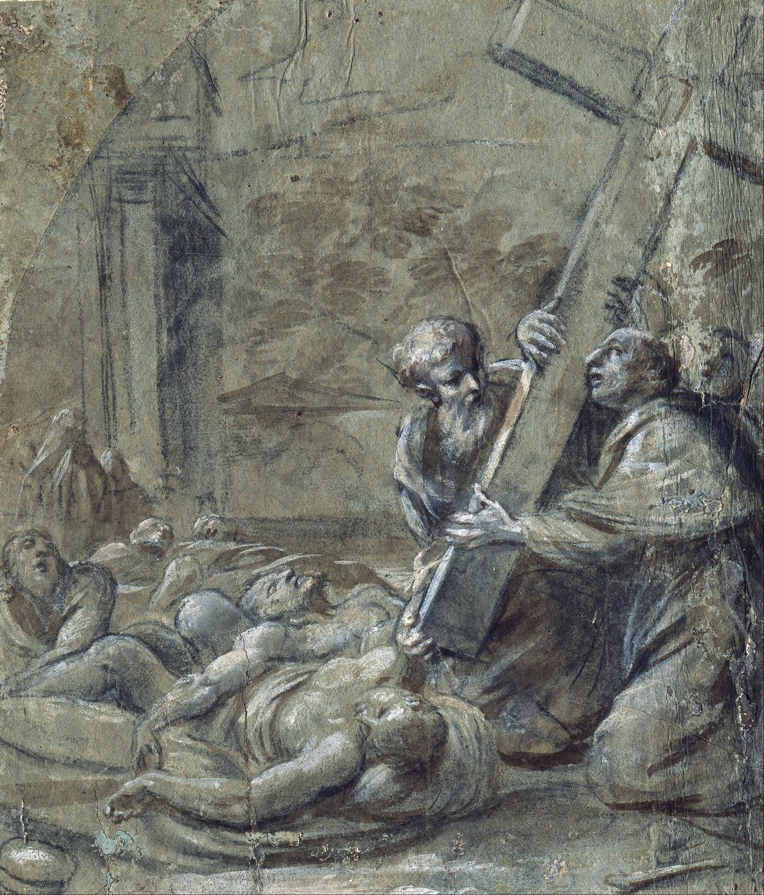 Saint Carlo Borromeo blant pestlidere av Carlo Cesi
