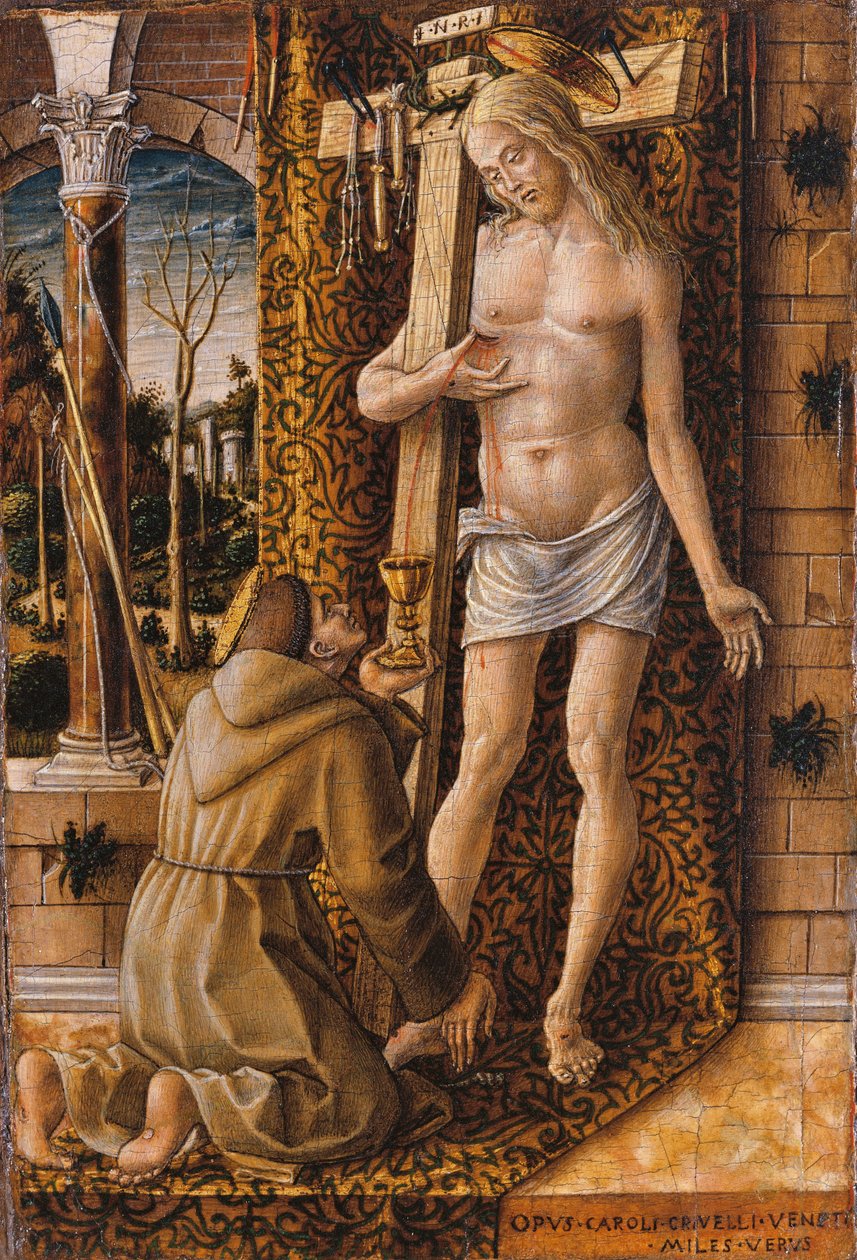 Den hellige Frans samler Kristi blod av Carlo Crivelli