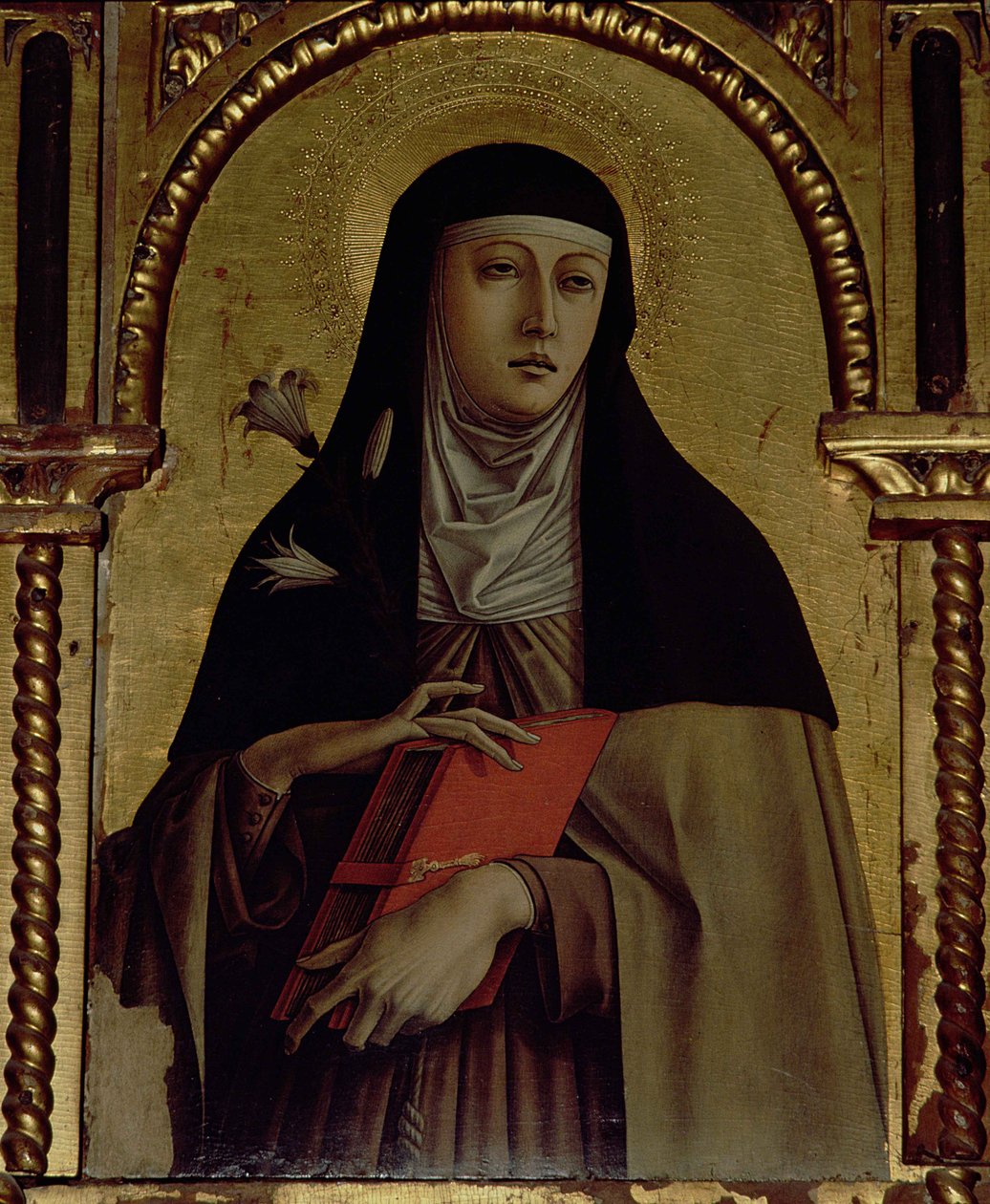 St. Clare, detalj fra Santa Lucia-triptyken (tempera på panel) av Carlo Crivelli