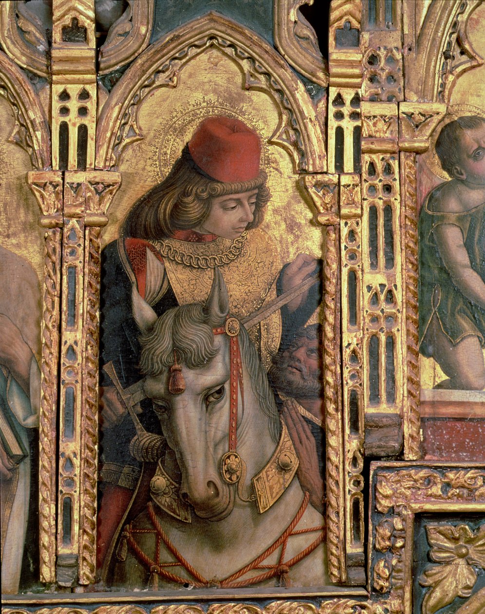 St. Martin, detalj fra San Martino polyptych (tempera på panel) (se 76669) av Carlo Crivelli