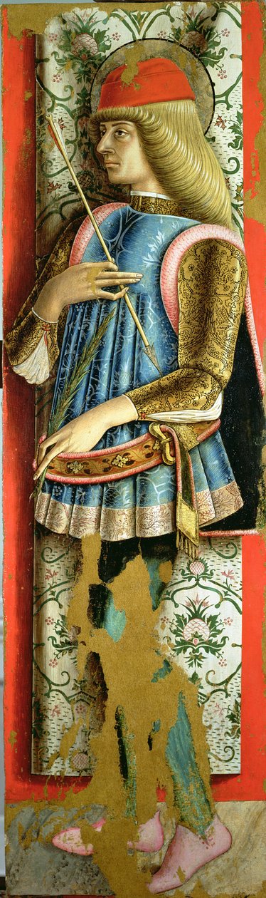 St. Sebastian, høyre panel av den andre triptyken til Valle Castellamo (tempera på panel) av Carlo Crivelli