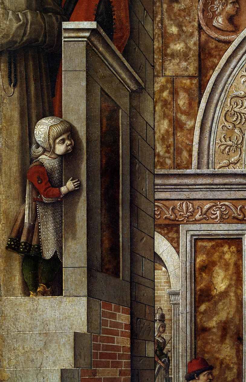 Bebudelsen med St. Emidius, 1486 (tempera og olje på lerret) (detalj av 97895) av Carlo Crivelli