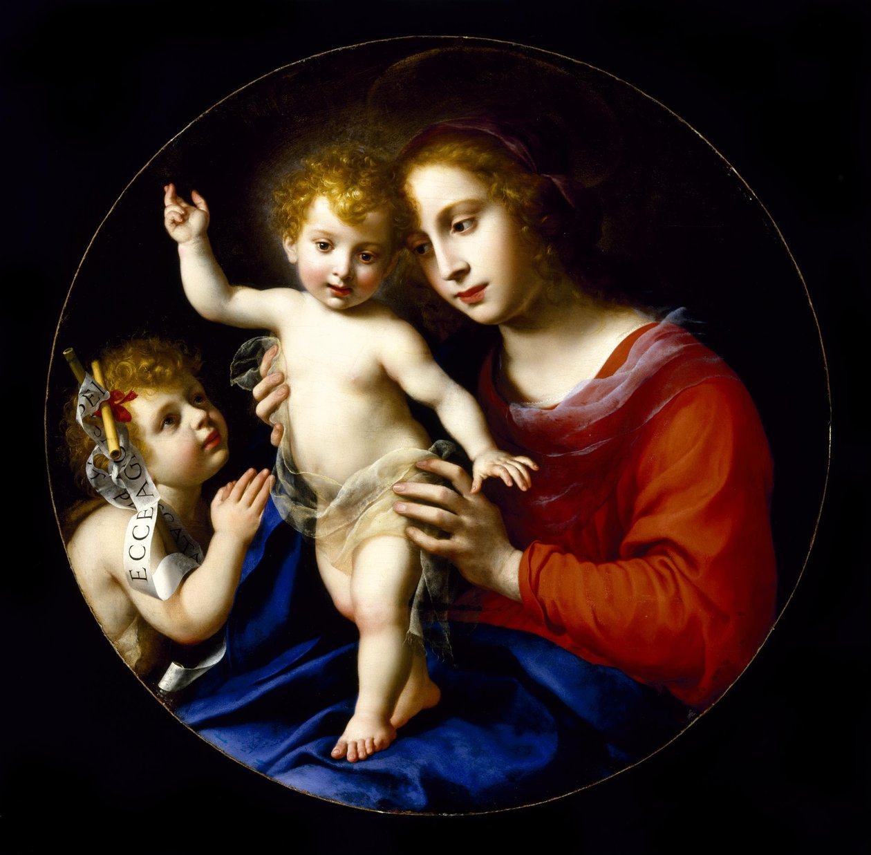 Jomfru og barn med spedbarnet Johannes døperen av Carlo Dolci