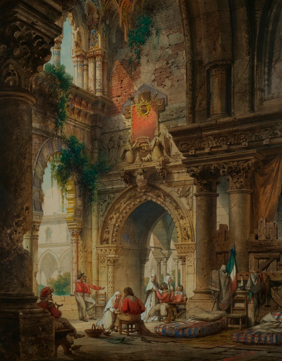 Klosteret i Palermo, ca. 1850 av Carlo Ferrario