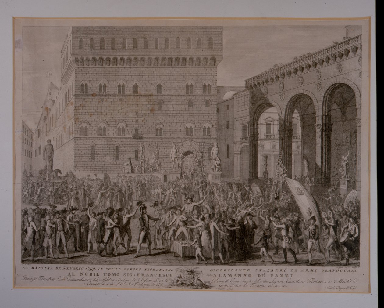 Morgenen den 3. juni 1799 da det florentinske folket feiret hevingen av storhertugens våpen av Carlo Lasinio