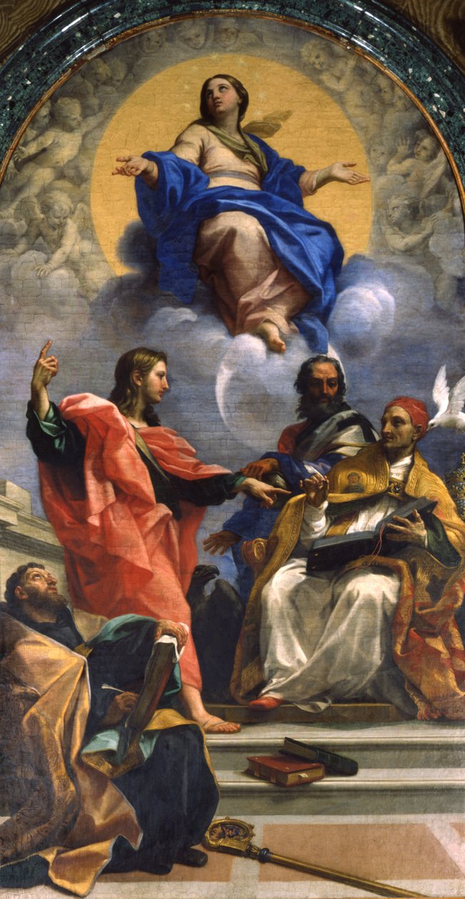 Den ulastelige unnfangelsen med St John og St Augustine av Carlo Maratta or Maratti