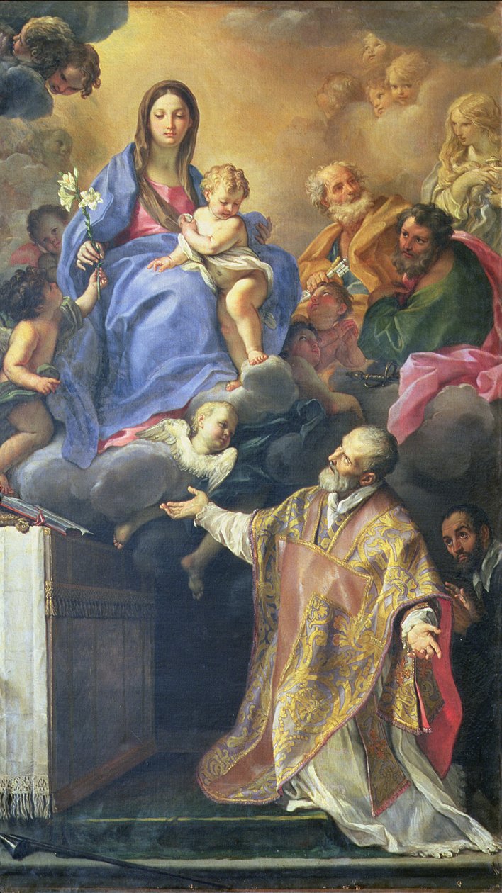 Jomfru Maria viser seg for St. Philip Neri av Carlo Maratta or Maratti