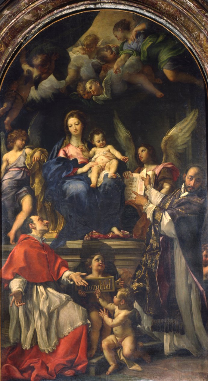 Jomfruen på tronen mellom de hellige Carlo Borromeo og Ignatius av Loyola, ca. 1685 av Carlo Maratta or Maratti