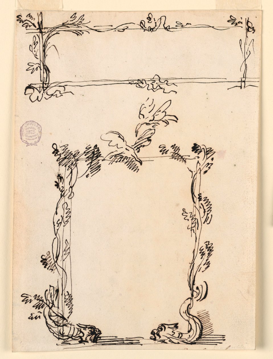 To skisser for cartouches av Carlo Marchionni