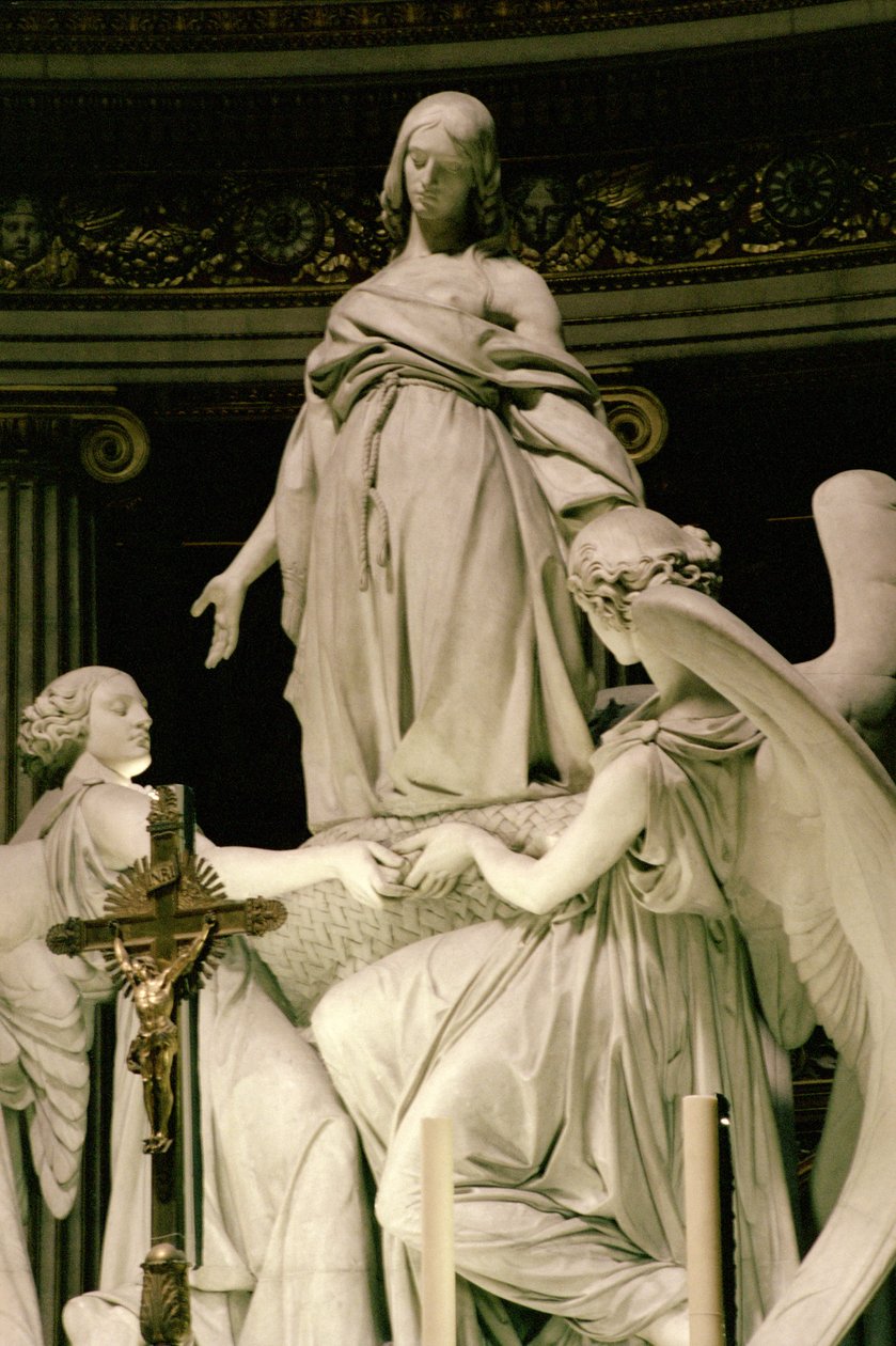 Maria Magdalenas himmelfart, fra høyalteret, ca. 1835-41 marmordetalj av 248131 av Carlo Marochetti