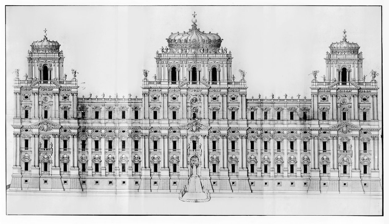 Prosjekt for østfasaden til Louvre, fra 