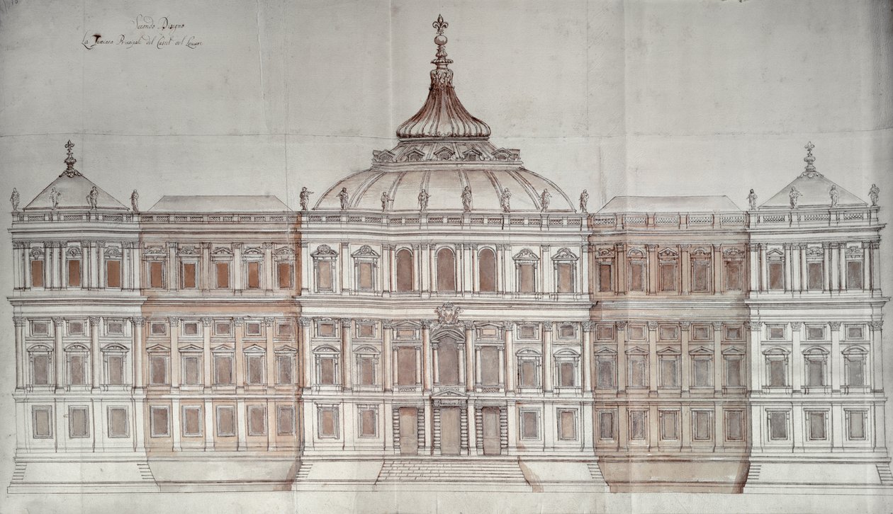 Andre design for hovedfasaden til Louvre av Carlo Rainaldi