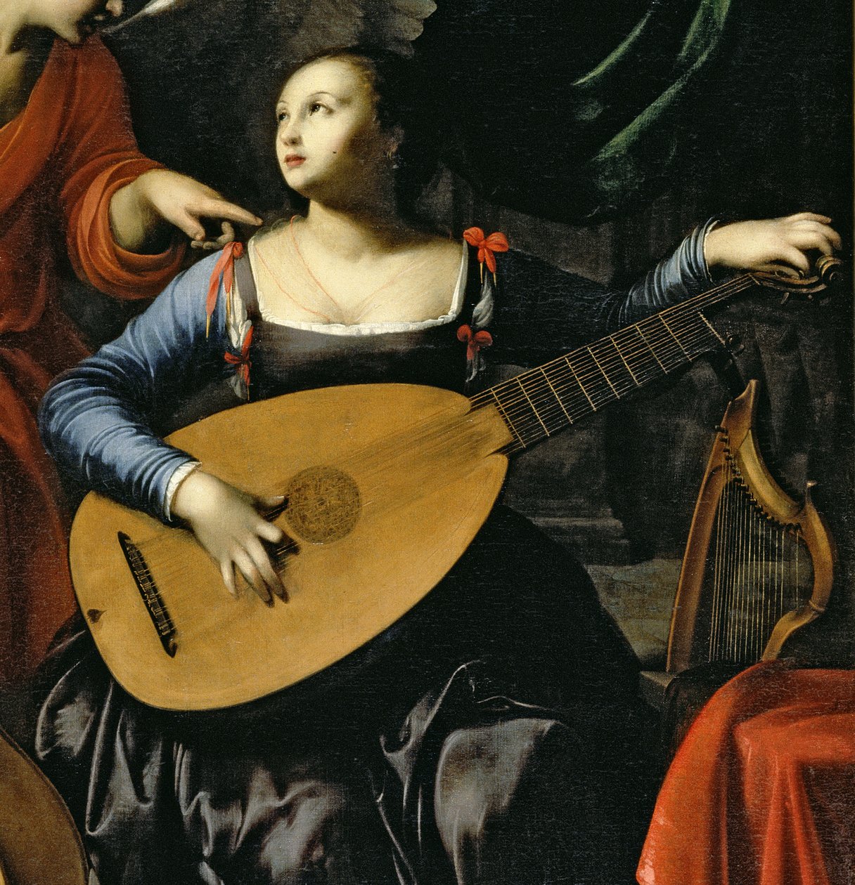 Saint Cecilia and the Angel olje på lerret detalj av 135313 av Carlo Saraceni