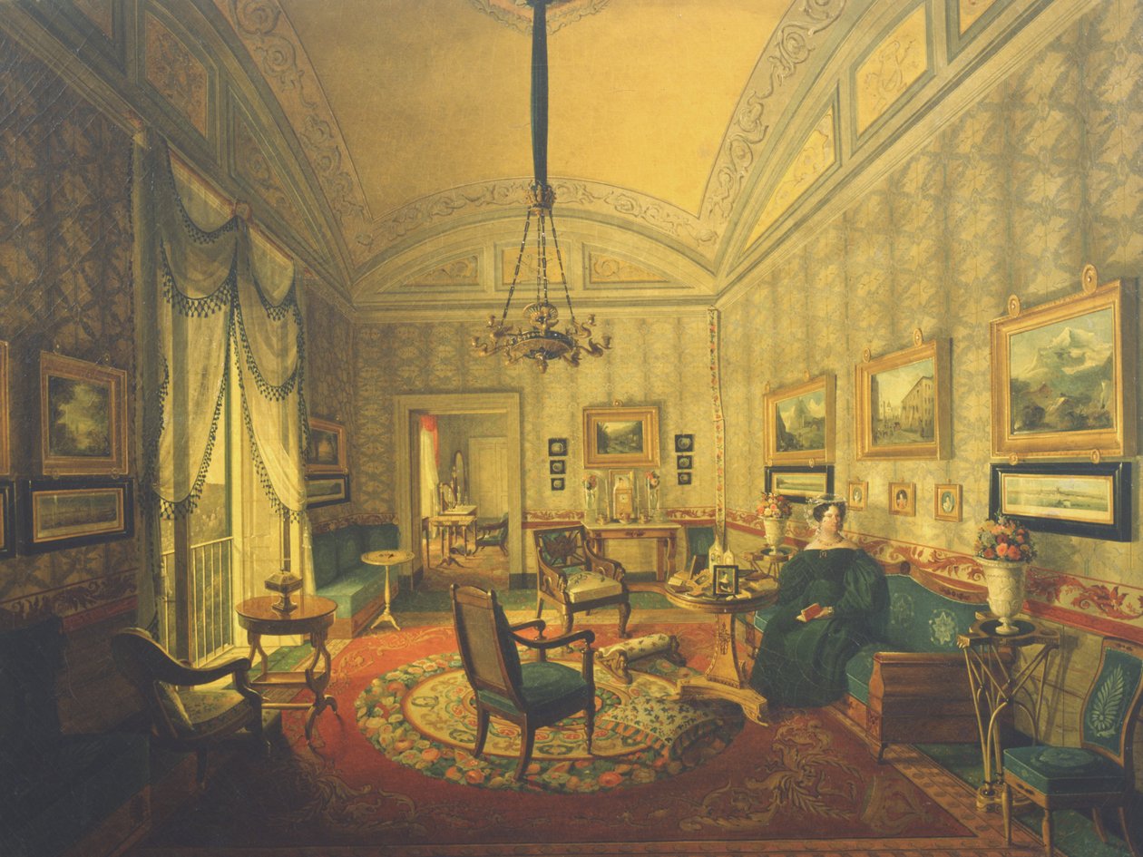 Dronning Maria Isabella av Napoli i leiligheten hennes i Reggia di Capodimonte av Carlo de Falco