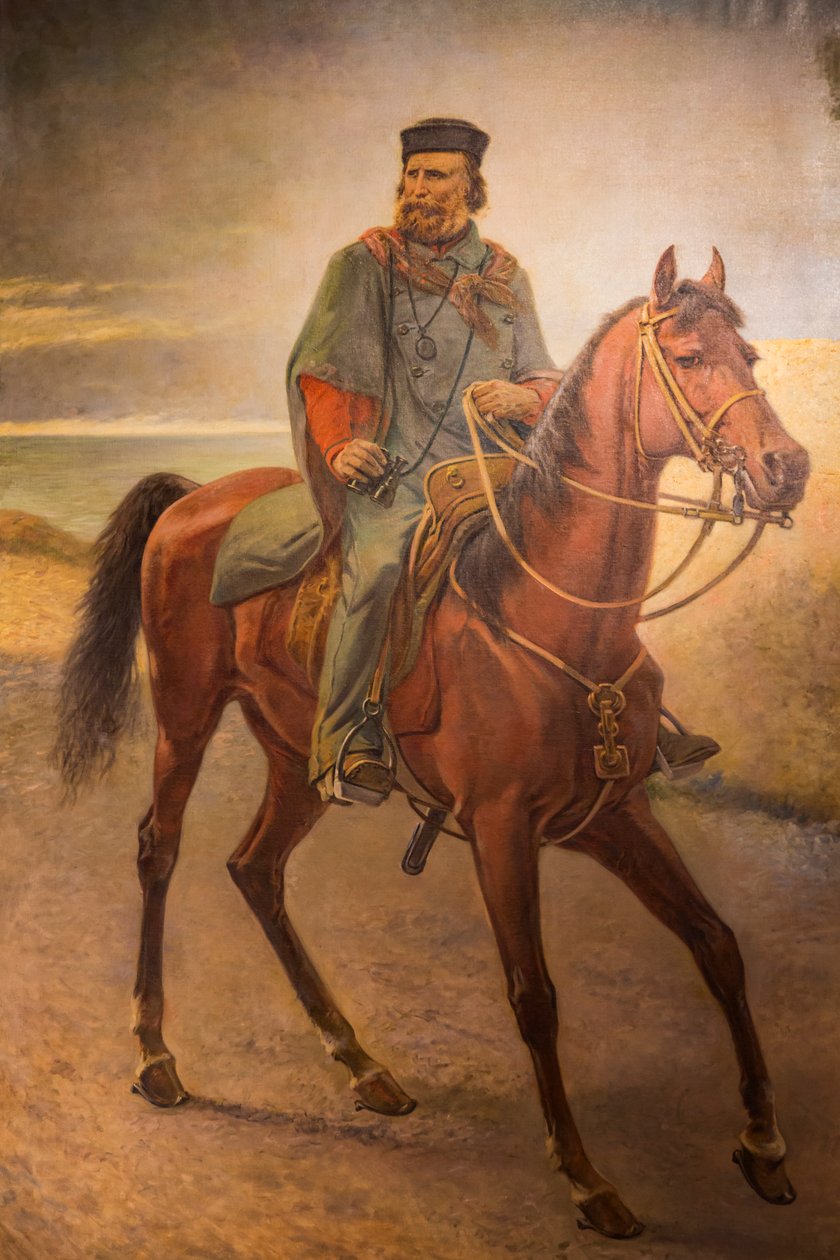 Giuseppe Garibaldi på hesteryggen av Carlo (after) Ademollo