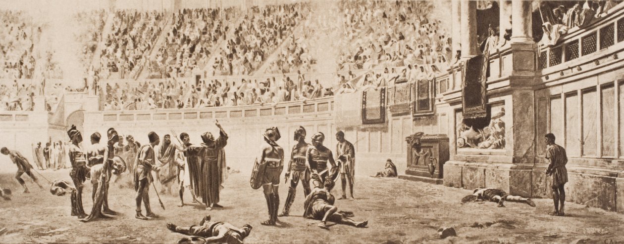 Munken Almachius forsøkte å stoppe Gladiatorial Combat, illustrasjon fra 