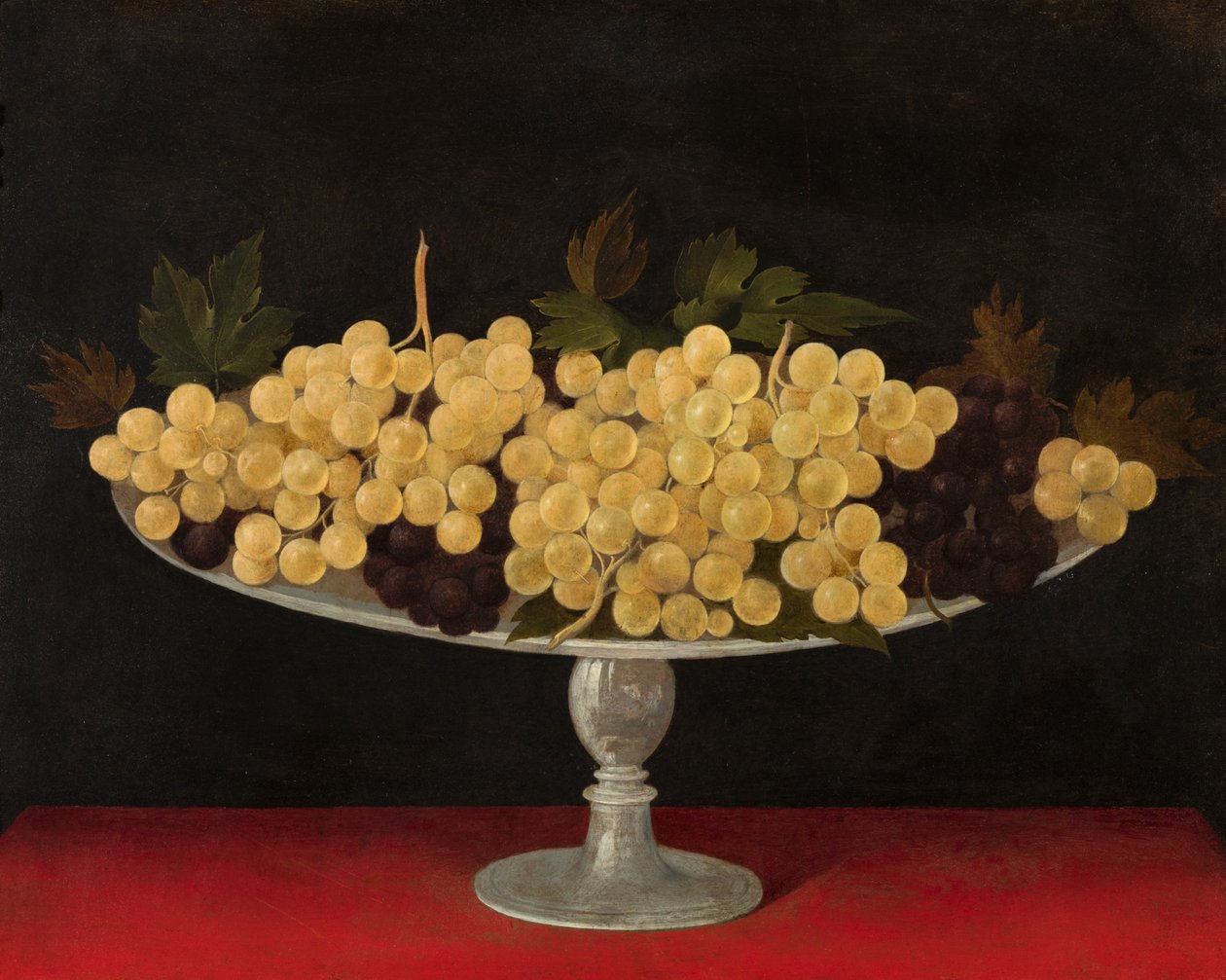 Metallplate med druer, bakside (olje på metallplate) av Carlo Antonio Procaccini