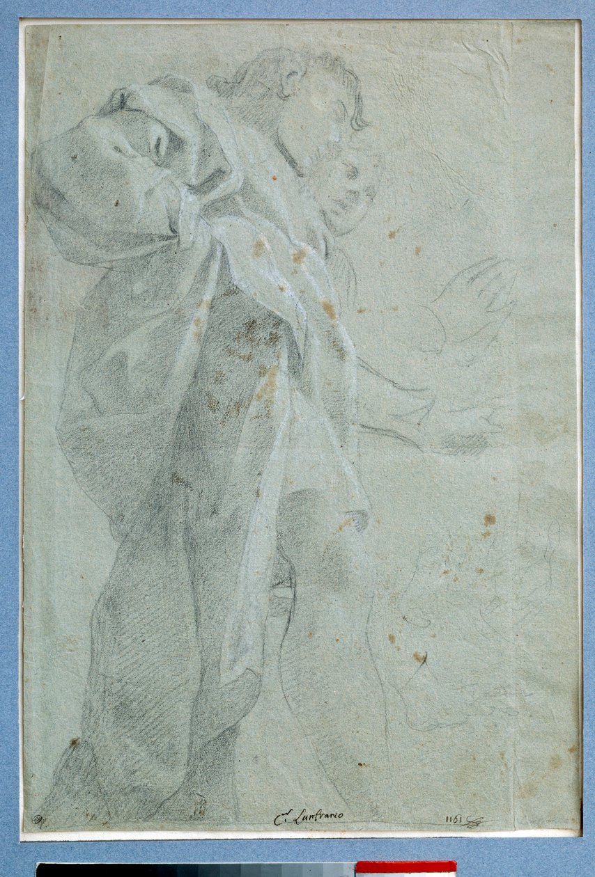 To menn stående gardiner Tegning i blekk og vask av Carlo Bononi (1569-1632) Dim. 0,27 x 0,39 m Paris. Museet Louvre av Carlo Bononi