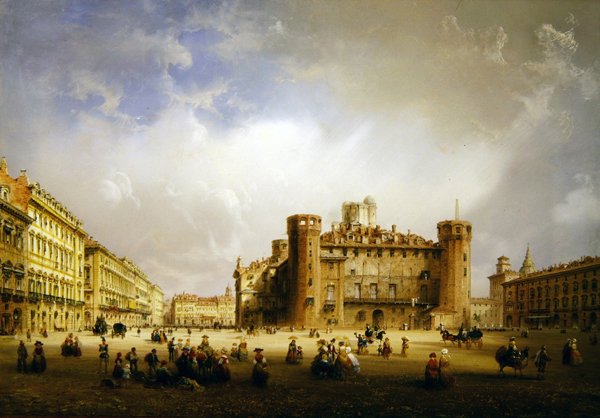 Piazza Castello, Torino, 1852 av Carlo Bossoli