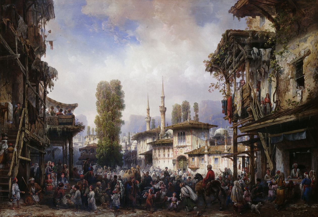 Tartarenes plass, Bahceka, 1854 av Carlo Bossoli