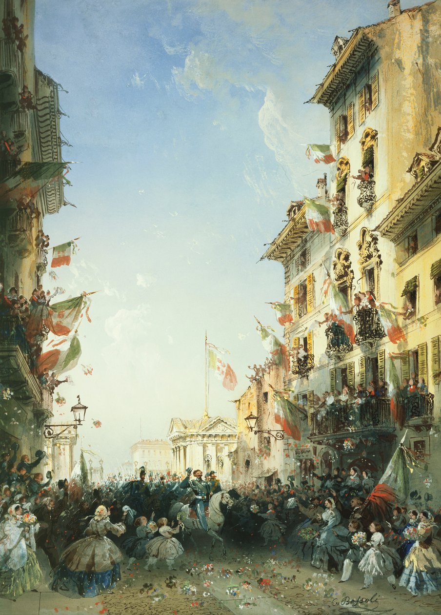 Krigen i Italia: Kongen av Sardinias inntreden i Brescia, 1859 av Carlo Bossoli