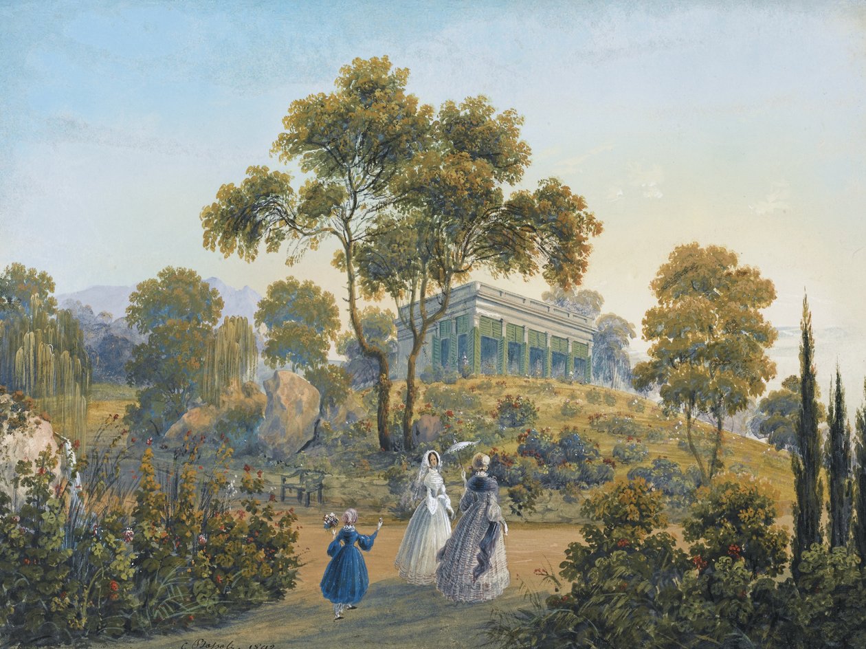 Utsikt over Miskhor, ca 1842 av Carlo Bossoli