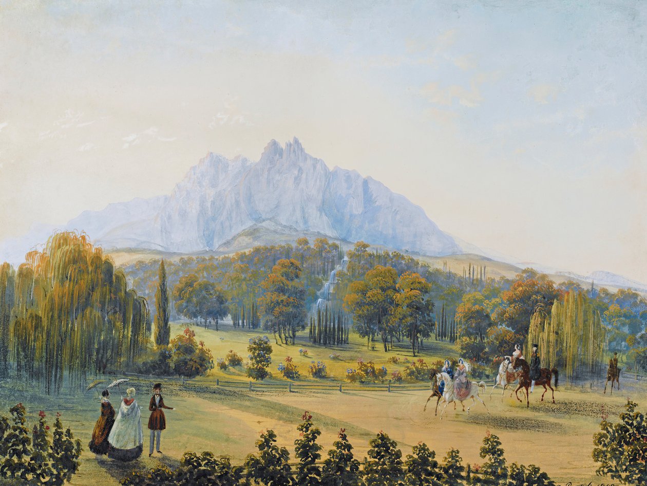 Utsikt over Miskhor på Krim, 1841-1842. av Carlo Bossoli