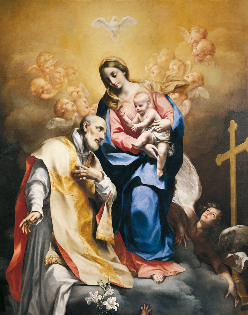 St. Philip Neri med jomfru og barn, av Carlo Cignani (1628-1719) og Felix Cignani (1660-1724) av Carlo Cignani