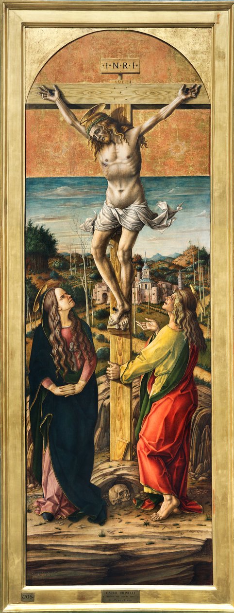 Korsfestelse med Jomfru Maria og St. Johannes evangelisten av Carlo Crivelli