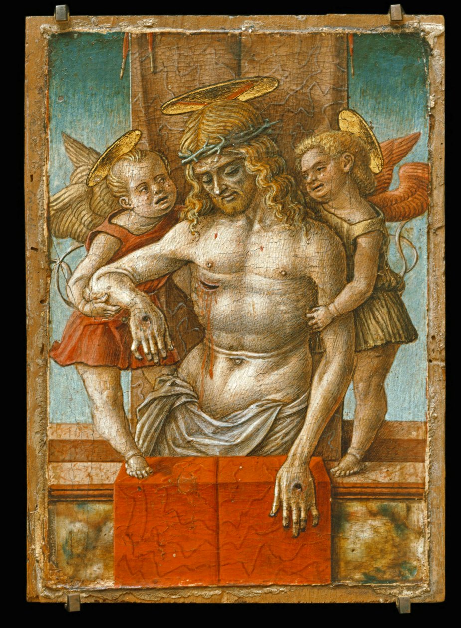 Den døde Kristus støttet av to engler ... av Carlo Crivelli