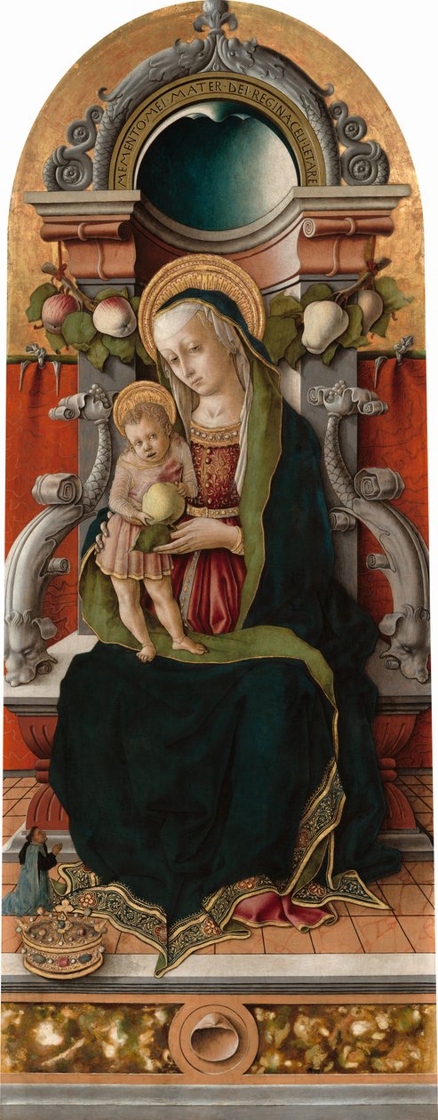 Madonna og barn tronet med donor av Carlo Crivelli