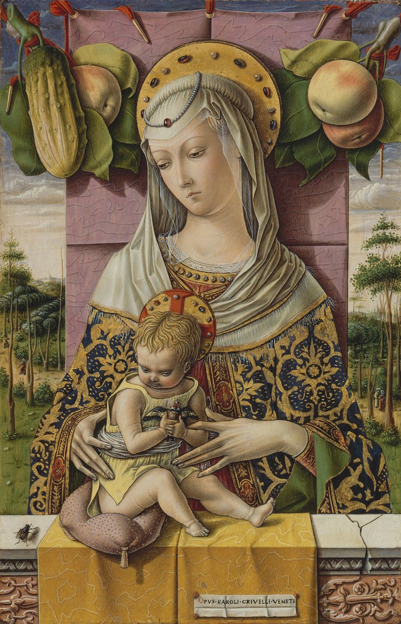 Madonna og barn, ca. 1480 (tempera og gull på tre) av Carlo Crivelli