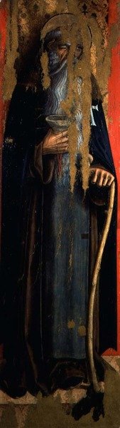 St. Anthony Abbot, venstre panel av den andre triptyken i dalen Castellano (tempera på panel) av Carlo Crivelli