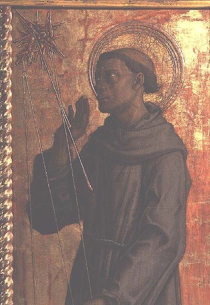 St. Francis, detalj fra San Silvestro polyptych av Carlo Crivelli