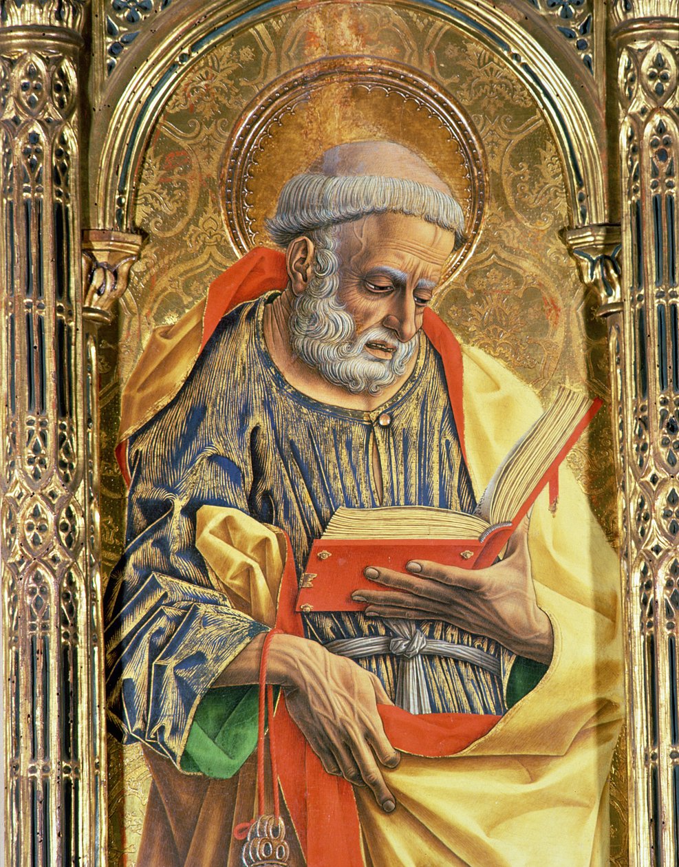 St. Peter, detalj fra SantEmidio polyptych, 1473 tempera på paneldetalj av 76636 av Carlo Crivelli