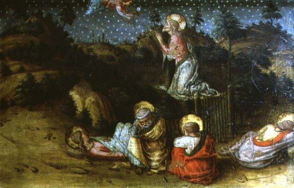The Agony in the Garden, venstrehåndspredellpanel fra San Silvestro polyptyken av Carlo Crivelli
