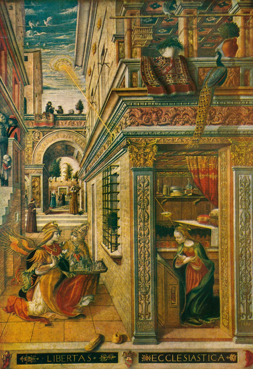Bebudelsen, med Saint Emidius, 1486, 1911 av Carlo Crivelli