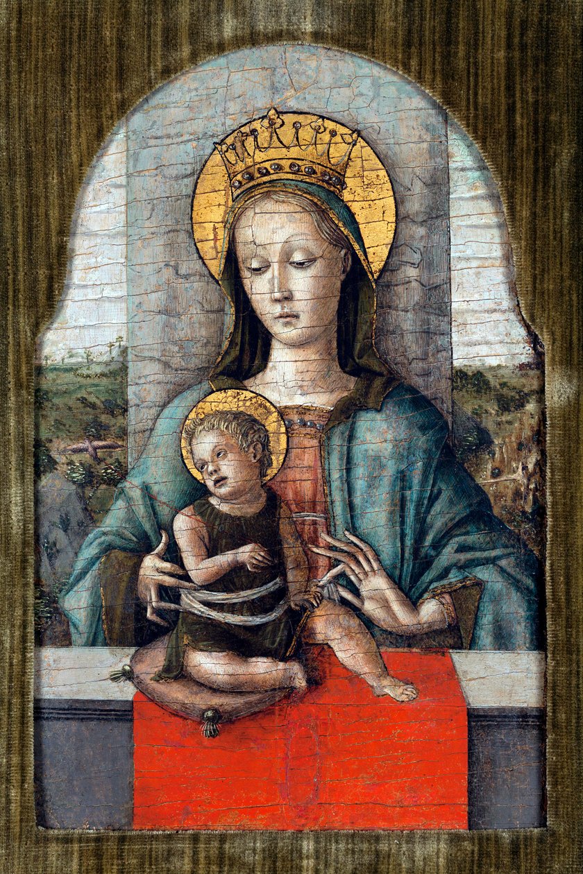 Jomfruen og barnet par Crivelli, Carlo (ca. 1435-c. 1495). Tempera på panel, størrelse: 28x18, ca 1455, Cini Foundation, Venezia av Carlo Crivelli