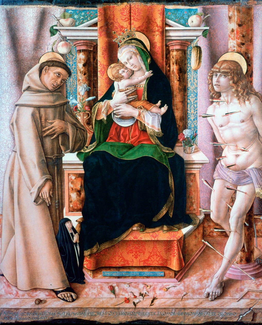 Jomfruen og barnet med de hellige Frans og Sebastian, 1491 av Carlo Crivelli